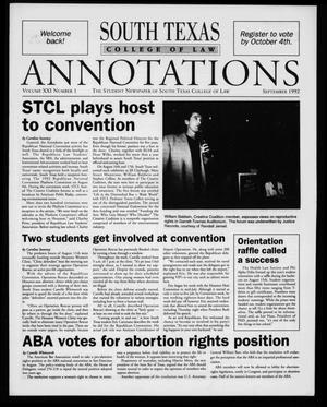 Primary view of South Texas College of Law Annotations (Houston, Tex.), Vol. 21, No. 1, Ed. 1, September, 1992