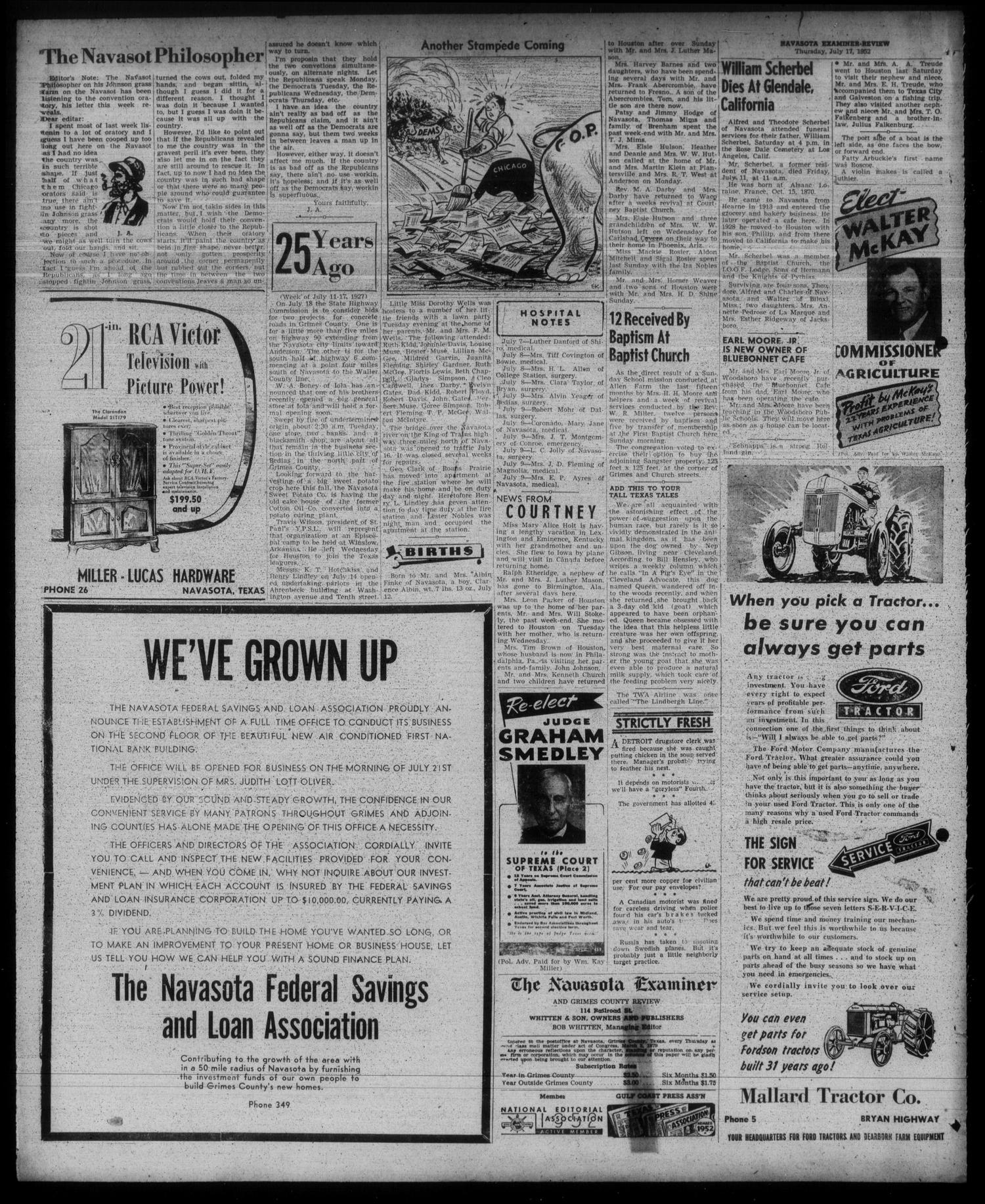 The Navasota Examiner and Grimes County Review (Navasota, Tex.), Vol. 57, No. 43, Ed. 1 Thursday, July 17, 1952
                                                
                                                    [Sequence #]: 6 of 18
                                                