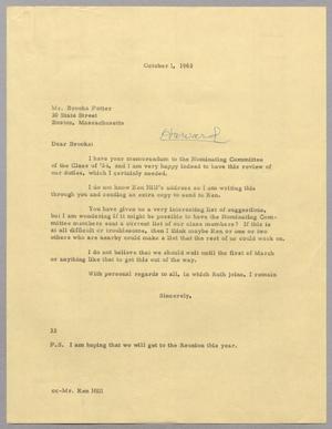 [Letter from Harris L. Kempner to Brooks Potter - October 1, 1963]