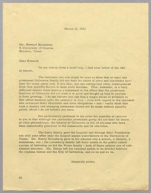 [Letter from Harris Leon Kempner to Howard Barnstone, March 19, 1963]