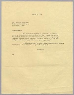 [Letter from Harris L. Kempner to Howard Barnstone, March 11, 1963]