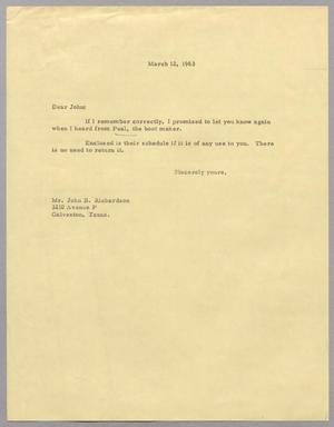 [Letter from Harris Leon Kempner to John B. Richardson, March 12, 1963]