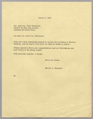 [Letter from Harris L. Kempner to Mr. and Mrs. Paul Thoumyre - March 9, 1963]