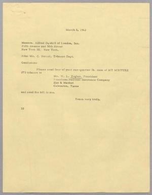 [Letter from Harris L. Kempner to Alfred Dunhill of London, Inc. - March 6, 1963]