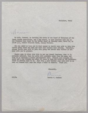 [Letter from Burris C. Jackson to Harris Leon Kempner, 1963]