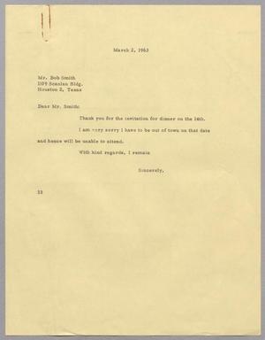 [Letter from Harris L. Kempner to Bob Smith - March 2, 1963]
