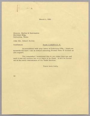 [Letter from Harris Leon Kempner to Messrs. Burton & Backenstoe, March 1, 1963]