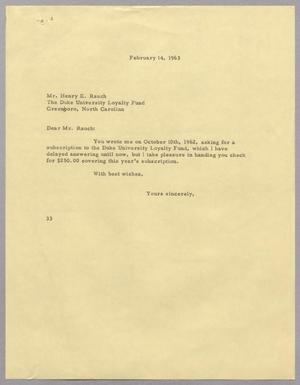 [Letter from Harris L. Kempner to Henry E. Rauch - February 14, 1963]
