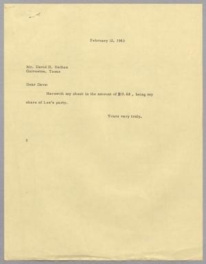 [Letter from Harris L. Kempner to David H. Nathan - February 12, 1963]