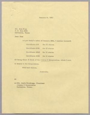[Letter from Harris L. Kempner to Don Frye - January 31, 1963]