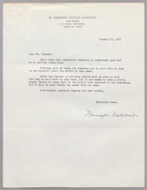 [Letter from Muneyuki Nakano to Harris Leon Kempner, January 23, 1963]
