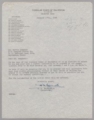[Letter from R. M. Bazzanella to Harris Leon Kempner, January 17, 1963]