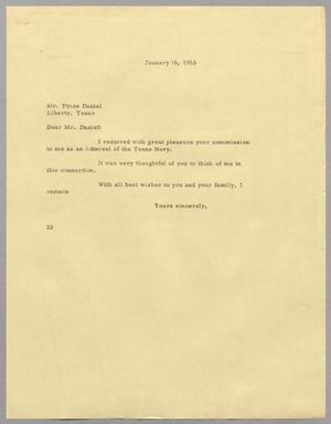 [Letter from Harris L. Kempner to Price Daniel - January 16, 1963]
