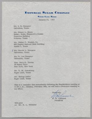 [Letter from Imperial Sugar Company to Shareholders, January 15, 1963]