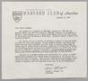 Letter: [Letter from the Harvard Club of Houston, January 14, 1963]