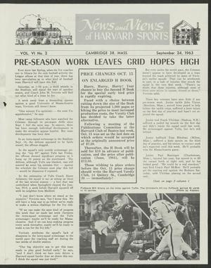 Primary view of object titled 'News and Views of Harvard Sports, Volume 6, Number 2, September 24, 1963'.