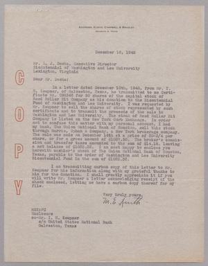 [Letter from M. E. Kurth to L. J. Desha, December 16, 1948]