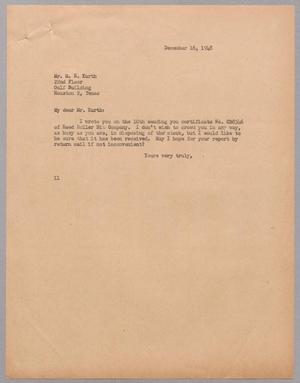 [Letter from I. H. Kempner to M. E. Kurth, December 16, 1948]