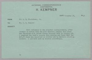 [Letter from A. H. Blackshear, Jr. to I. H. Kempner, November 18, 1948]