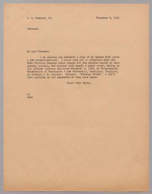 [Letter from Isaac H. Kempner to Isaac H. Kempner, Jr., November 8, 1948]