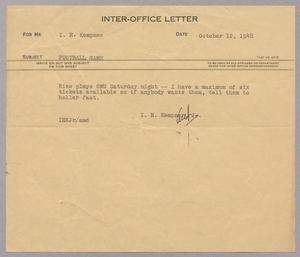 [Inter-Office Letter from Isaac Herbert Kempner, Jr., to Isaac Herbert Kempner, October 12, 1948]