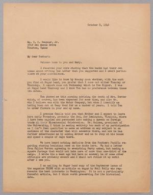 [Letter from I. H. Kempner to I. H. Kempner, Jr., October 8, 1948]