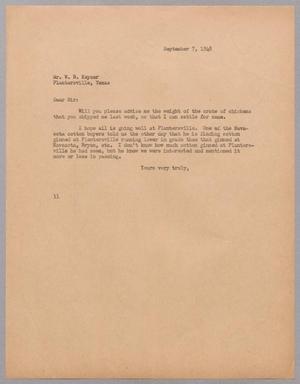 [Letter from Isaac H. Kempner to W. B. Keyser, September 7, 1948]