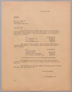 [Letter from A. H. Blackshear, Jr. to I. H. Kempner, July 24, 1948]