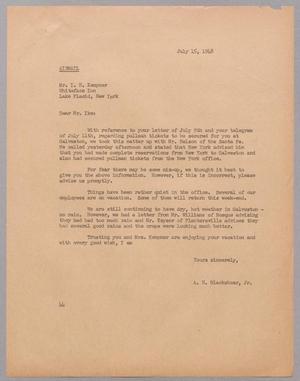 [Letter from A. H. Blackshear, Jr. to I. H. Kempner, July 15, 1948]