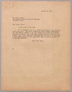 [Letter from I. H. Kempner to Dr. Emil H. Klatt, January 31, 1948]