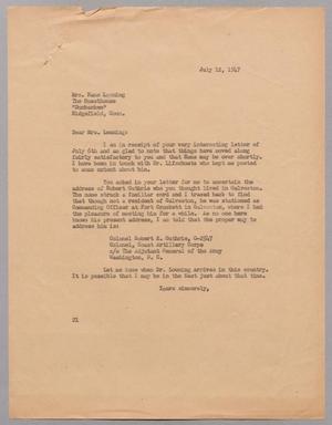 [Letter from Daniel W. Kempner to Mrs. Hans Loening, July 12, 1947]