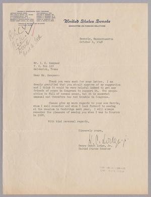 [Letter from Henry Cabot Lodge to Isaac H. Kempner, October 6, 1948]