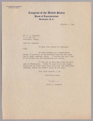 [Letter from Jules G.  Leverett to Isaac H. Kempner, October 1, 1948]