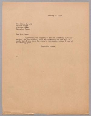 [Letter from Isaac H. Kempner to Stella D. Levy, January 17, 1948]