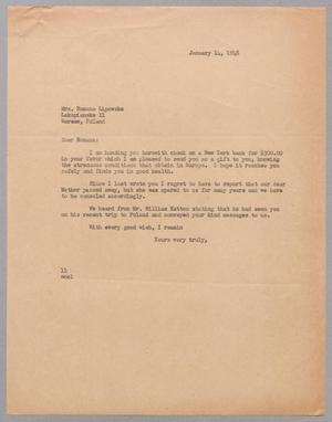 [Letter from I. H. Kempner to Roma Lipowska, January 14, 1948]