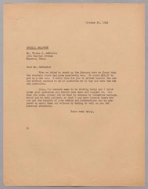[Letter from Isaac H. Kempner to Thomas J. McGinnis, October 20, 1948]