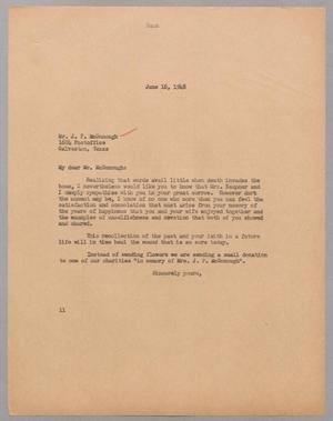 [Letter from I. H. Kempner to J. P. McDonough, June 16, 1948]