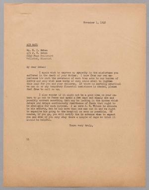 [Letter from Isaac H. Kempner to R. I. Mehan, November 1, 1948]
