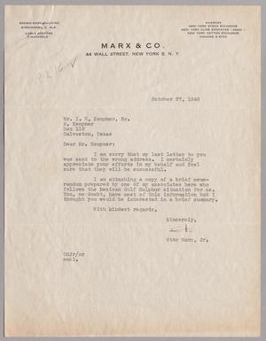 [Letter from Otto Marx, Jr. to I. H. Kempner, October 27, 1948]