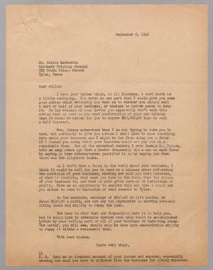 [Letter from Isaac H. Kempner to Julius Markowitz, September 8, 1948]
