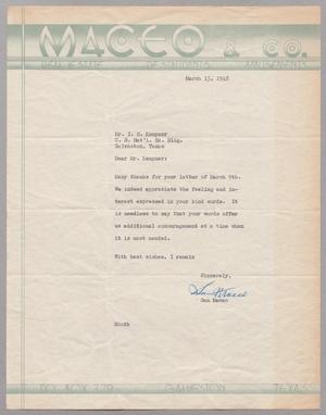 [Letter from Isaac H. Kempner to Sam Maceo, March 9, 1948]