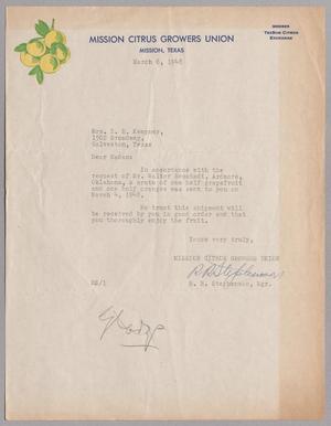 [Letter from R. R. Stephenson to Henrietta Leonora Kempner, March 6, 1948]