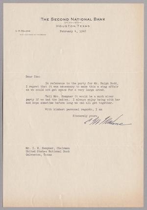 Primary view of object titled '[Letter from C. M. Malone to I. H. Kempner, February 4, 1948]'.