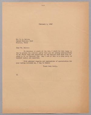 [Letter from I. H. Kempner to C. M. Malone, February 3, 1948]