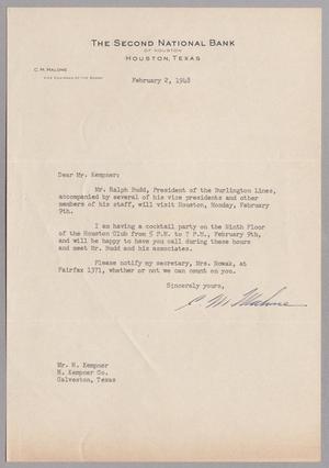 [Letter from C. M. Malone to I. H. Kempner, February 2, 1948]