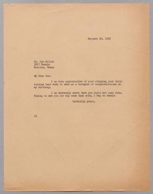 Primary view of object titled '[Letter from Isaac Herbert Kempner to Sam Miller, January 20, 1948]'.