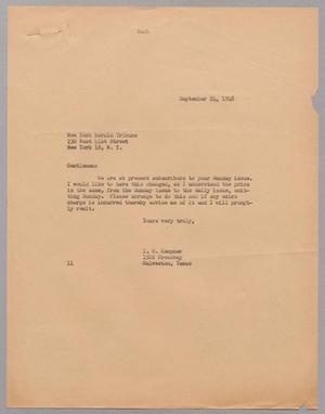 Primary view of object titled '[Letter from I. H. Kempner to New York Herald Tribune, September 24, 1948]'.
