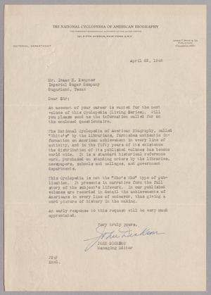 [Letter from John Dickson to I. H. Kempner, April 22, 1948]