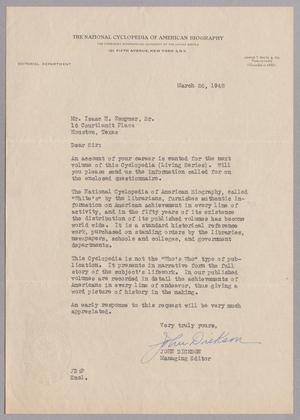 [Letter from John Dickson to I. H. Kempner, March 26, 1948]