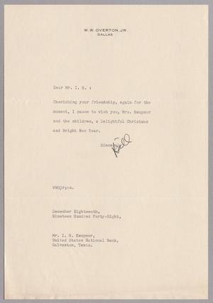[Letter from W. W. Overton, Jr. to I. H. Kempner, December 18, 1948]